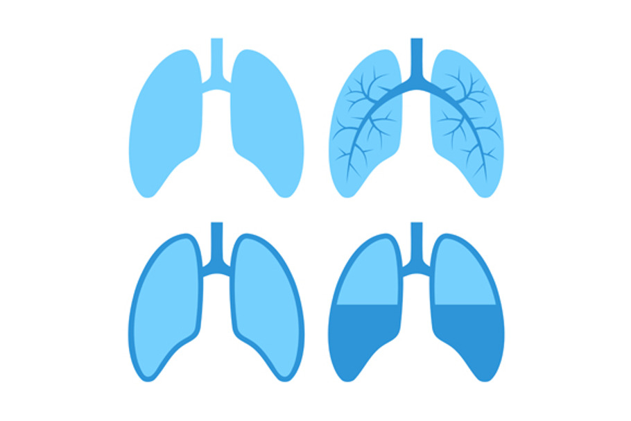 Human Lung Icons Set in Objects - product preview 8