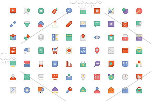 200+ Seo and Marketing Colored Icons in Graphics - product preview 2
