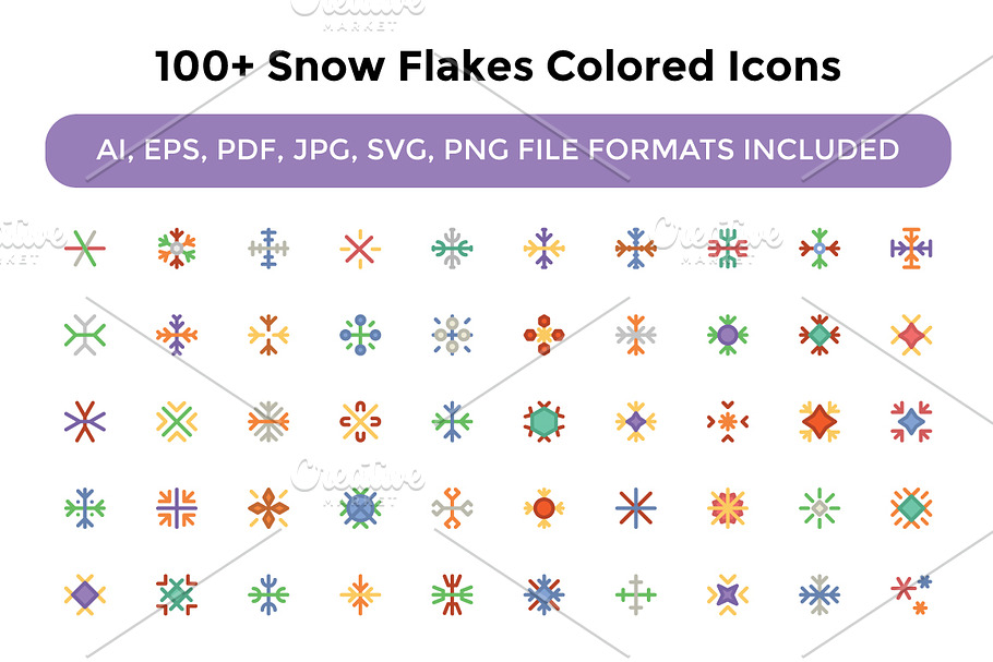 100+ Snow Flakes Colored Icons