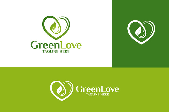 Green Love in Logo Templates - product preview 1