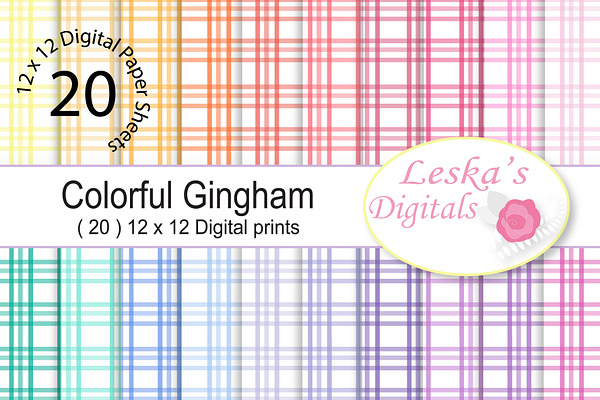 Colorful Gingham Digital Paper