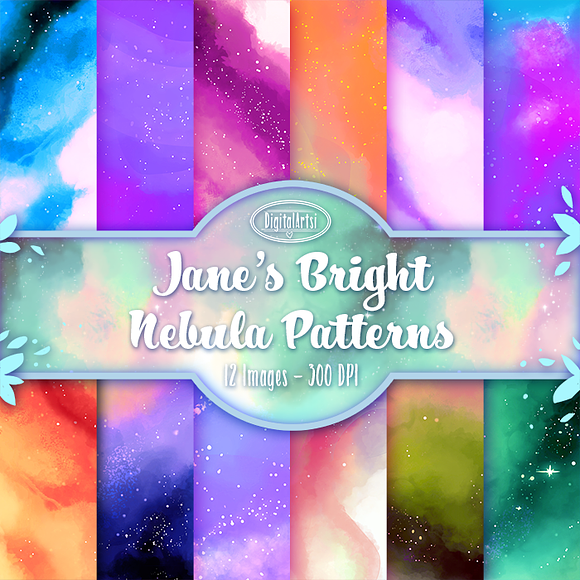 Hand Painted Bright Nebula Patterns in Patterns - product preview 1