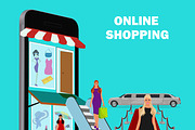 Online shopping concept, flat design