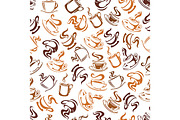 Seamless pattern of coffee cups