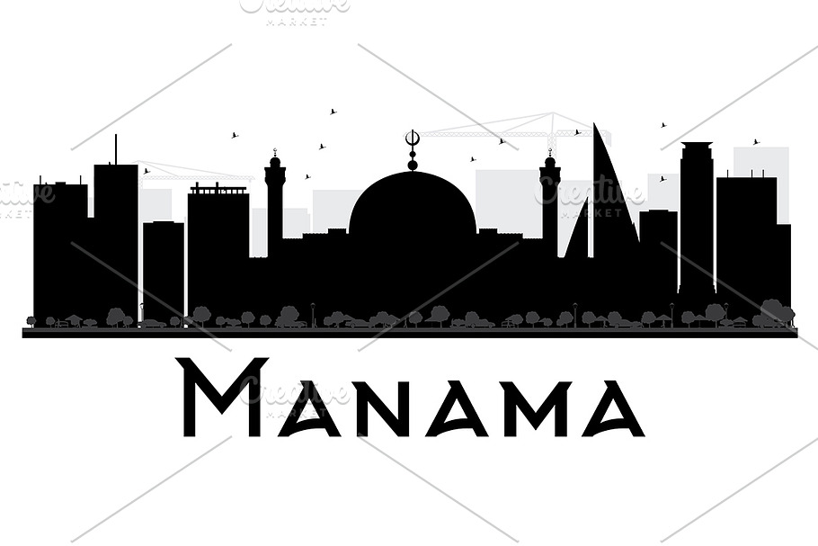 Manama City Skyline Silhouette in Illustrations - product preview 8