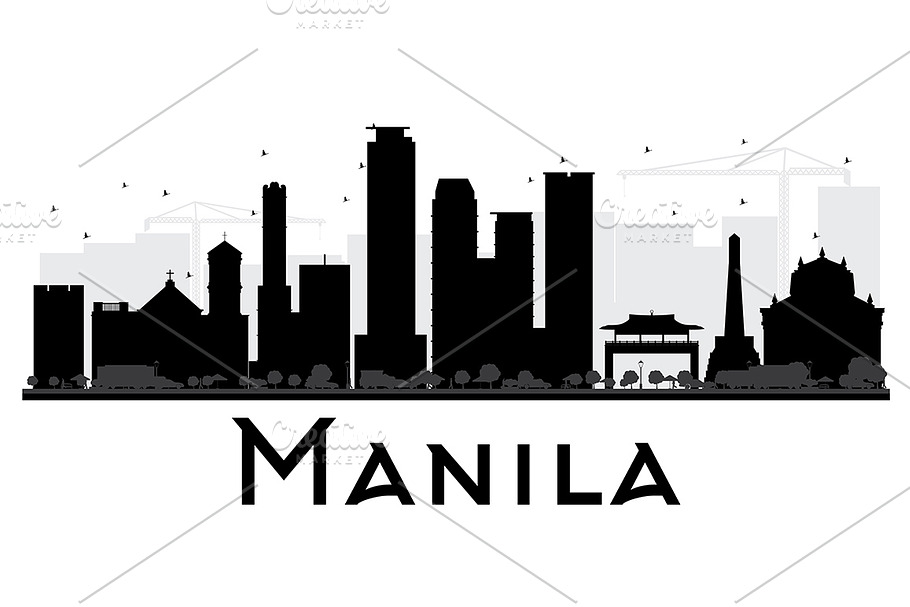 Manila City Skyline Silhouette in Illustrations - product preview 8