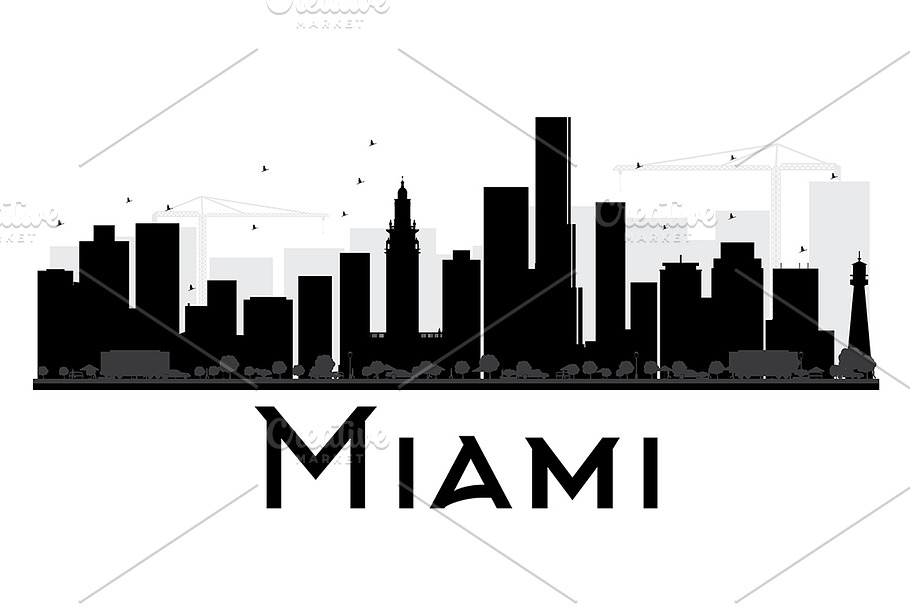 Miami City Skyline Silhouette in Illustrations - product preview 8