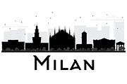 Milan City Skyline Silhouette