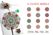 12 colorful mandala