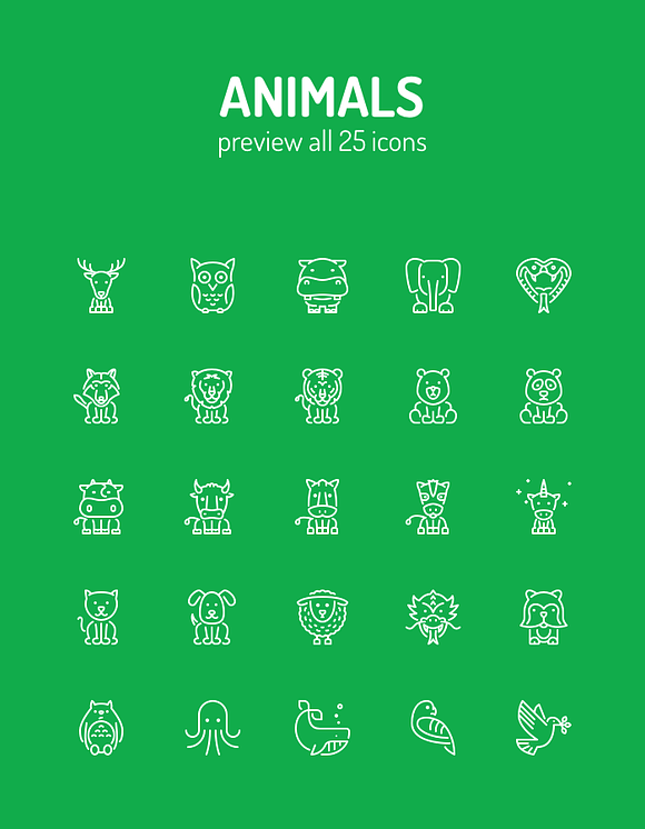 Animals Line Icons in Animal Icons - product preview 1