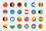 Flat circular world flag icons