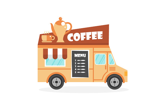Set of vector food trucks  in Objects - product preview 2