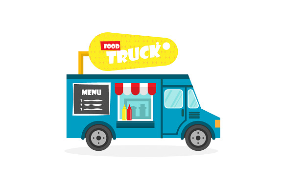 Set of vector food trucks  in Objects - product preview 4