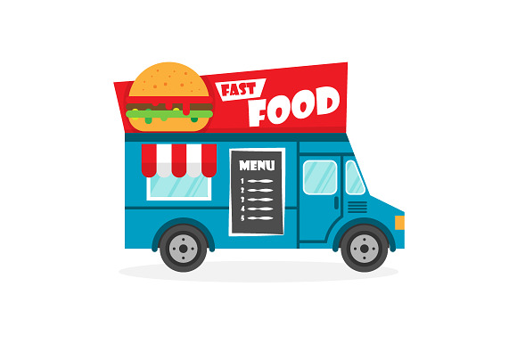 Set of vector food trucks  in Objects - product preview 5