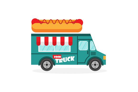 Set of vector food trucks  in Objects - product preview 6