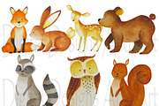 Watercolor forest animals
