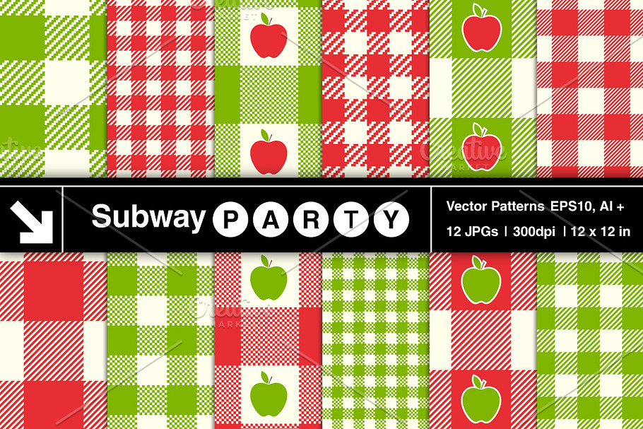 Vector Apple Jam Gingham Red Green in Patterns - product preview 8