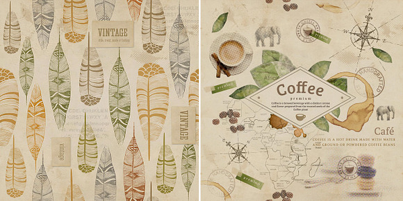 Vintage patterns (5 in 1) in Illustrations - product preview 4