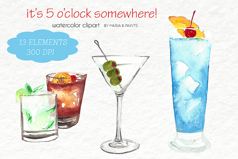 Watercolor Clip Art - Beverages in Illustrations - product preview 8
