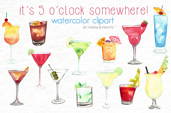 Watercolor Clip Art - Beverages in Illustrations - product preview 1