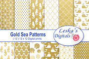 Gold Sea Patterns - Digital Paper