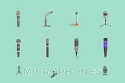 Microphone Set Design Flat Isolated