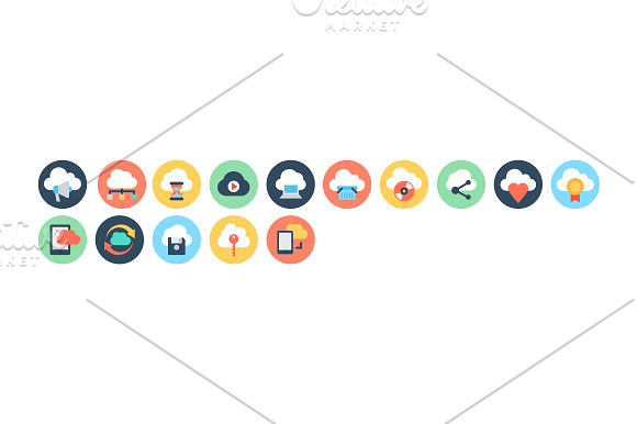 50+ Flat Cloud Computing Icons  in Graphics - product preview 1