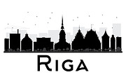 Riga City Skyline Silhouette
