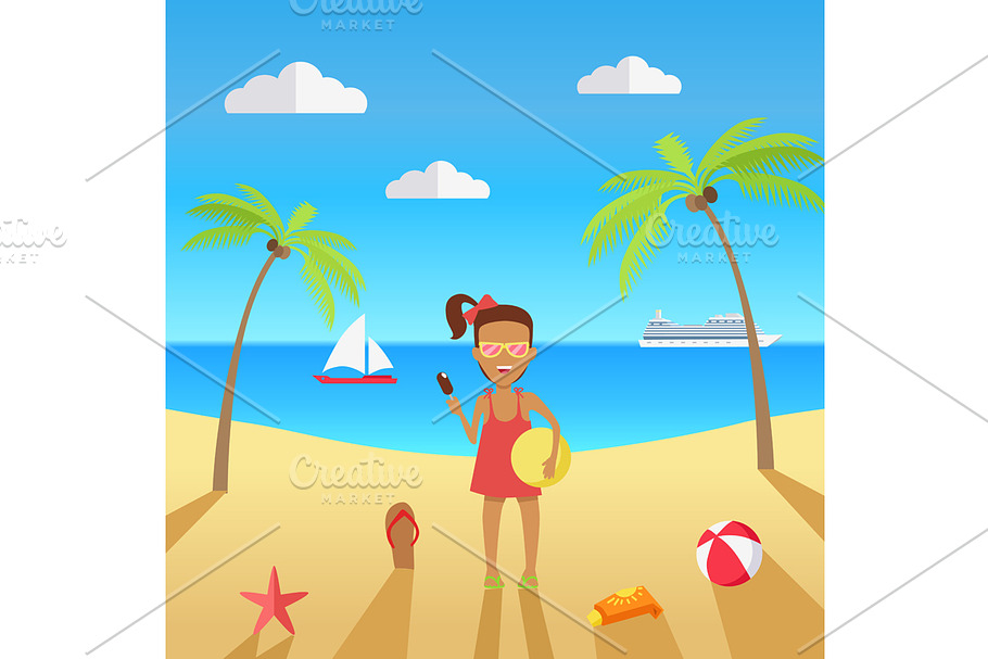 Beach with Sand and Palm in Illustrations - product preview 8