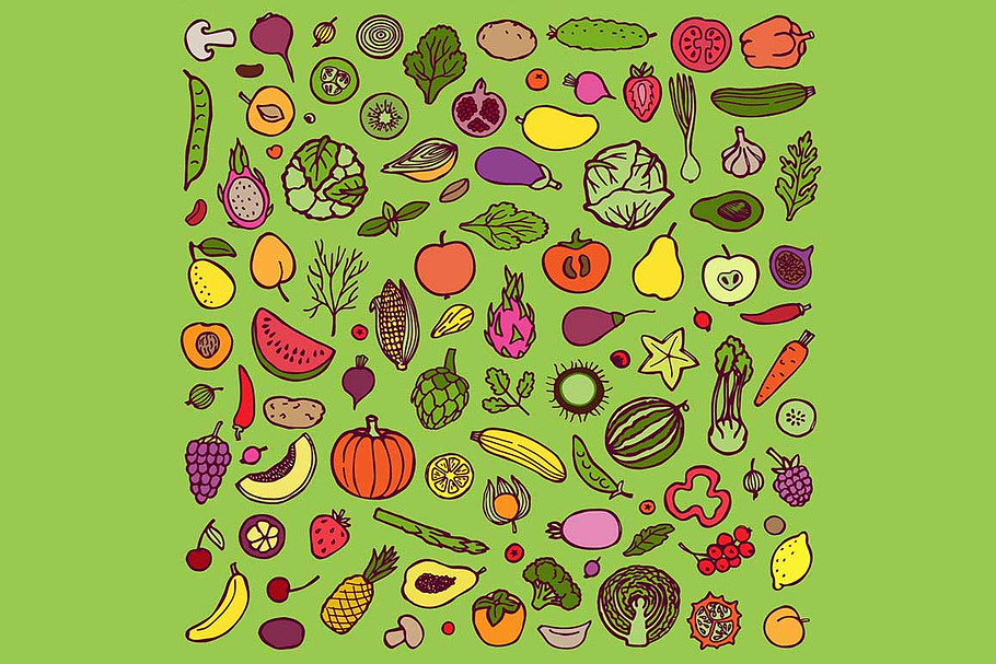 Vegetarian Set + 2 Seamless Patterns in Patterns - product preview 8