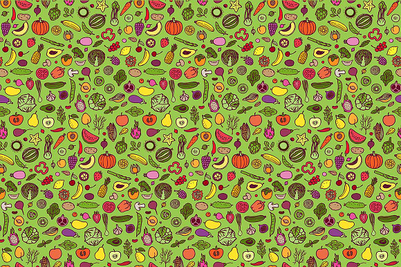 Vegetarian Set + 2 Seamless Patterns in Patterns - product preview 1