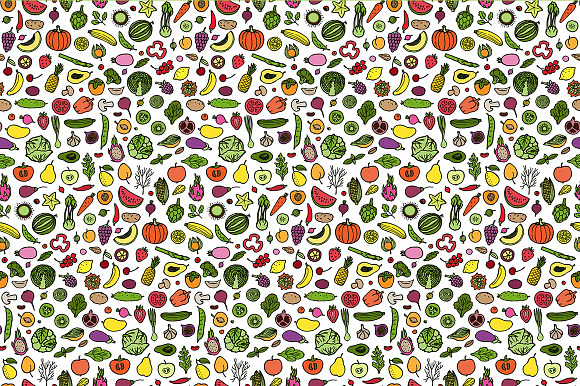 Vegetarian Set + 2 Seamless Patterns in Patterns - product preview 2