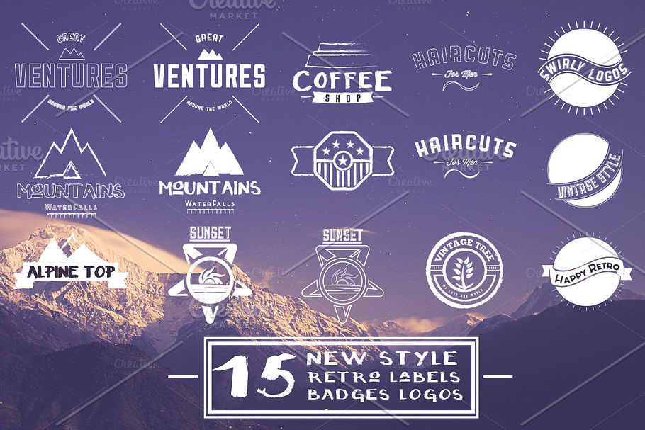 15 New Style Retro Badges, Labels in Logo Templates - product preview 8
