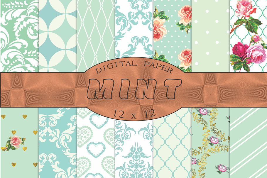 Mint digital paper in Patterns - product preview 8