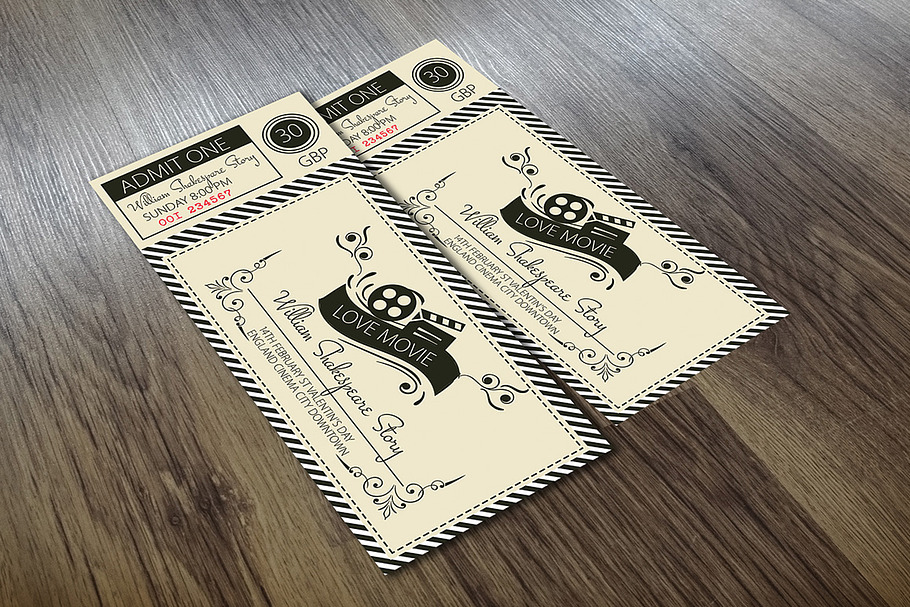 Vintage Ticket Shakespeare Story in Card Templates - product preview 8