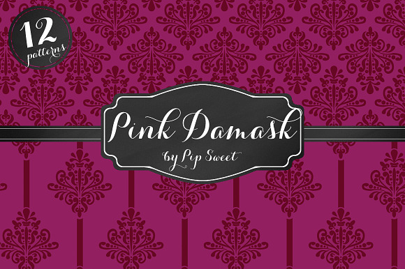 Pink Damask 12 Pattern Set in Patterns - product preview 3