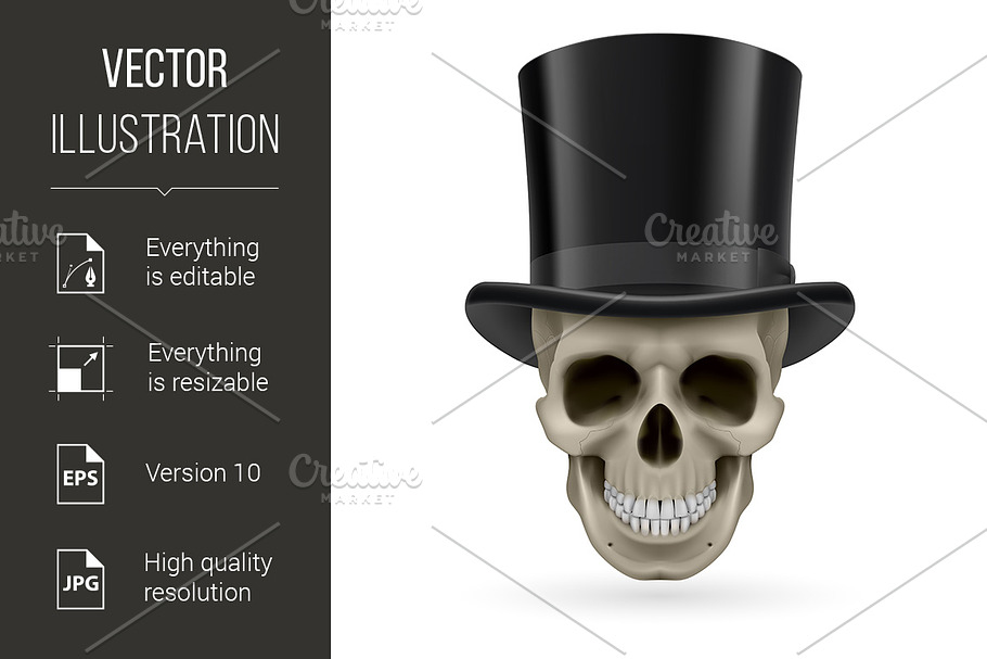 Human skull with hat on in Graphics - product preview 8