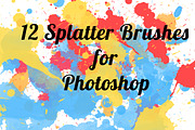 12 Color Splatter Photoshop brushes