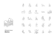 Babies outlines vector icons