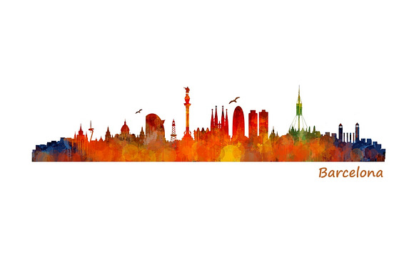 9 Files pack. Barcelona Skylines in Illustrations - product preview 2