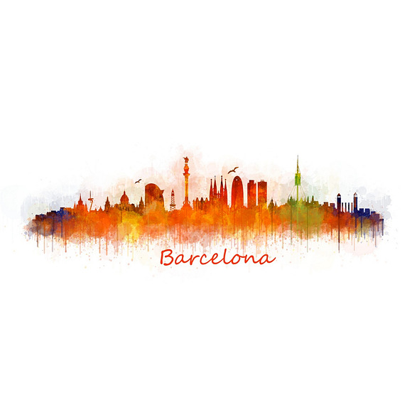 9 Files pack. Barcelona Skylines in Illustrations - product preview 4