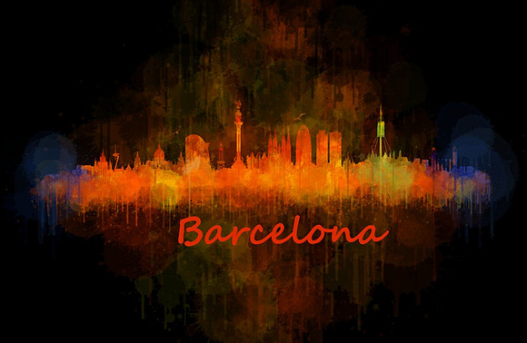 9 Files pack. Barcelona Skylines in Illustrations - product preview 5