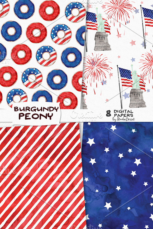 America - Watercolor Patterns in Patterns - product preview 2