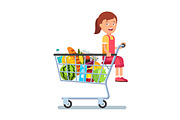 Kid sitting in a supermarket cart