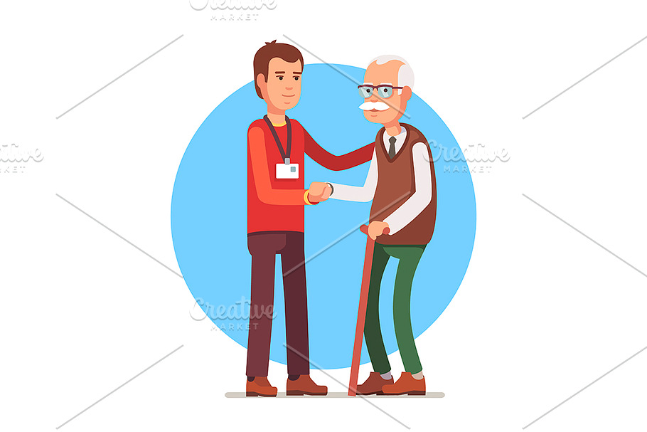 Social worker helping elder man in Illustrations - product preview 8