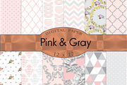 Pink and Gray digital paper