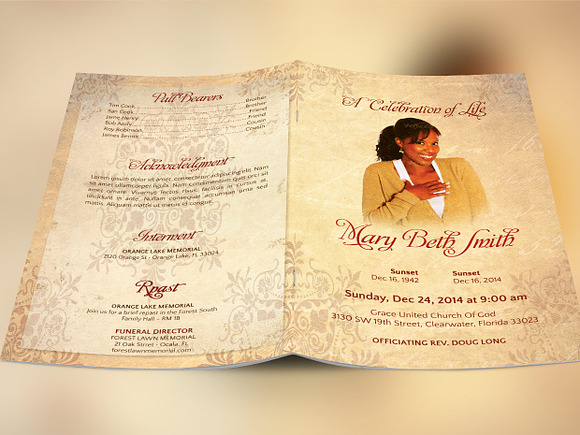 Victorian Funeral Program Template in Brochure Templates - product preview 2