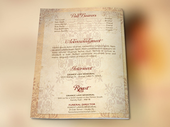 Victorian Funeral Program Template in Brochure Templates - product preview 3