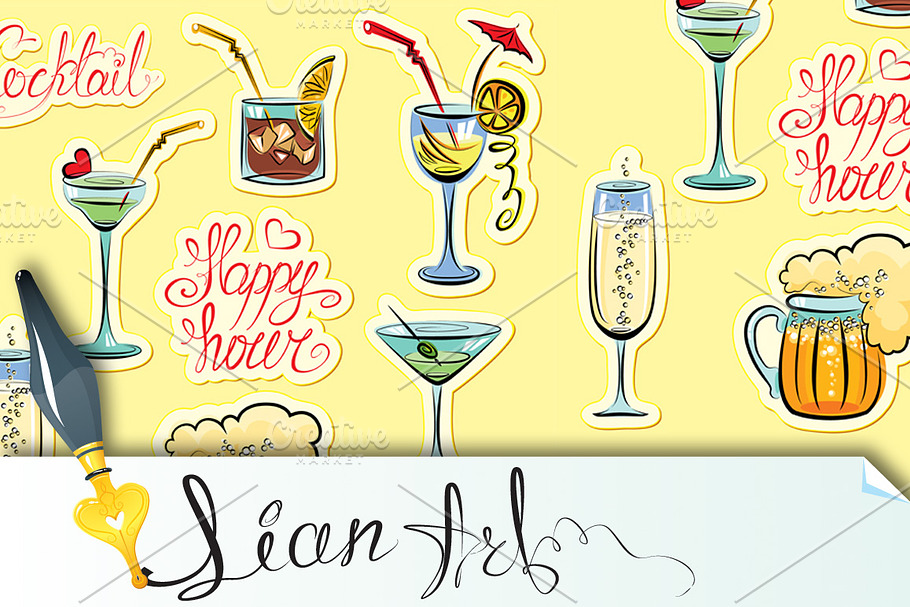 Set of alcohol drinks images in Illustrations - product preview 8