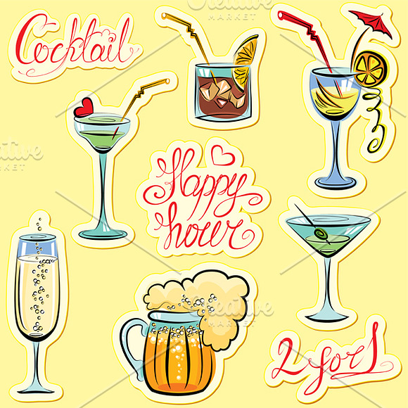 Set of alcohol drinks images in Illustrations - product preview 1